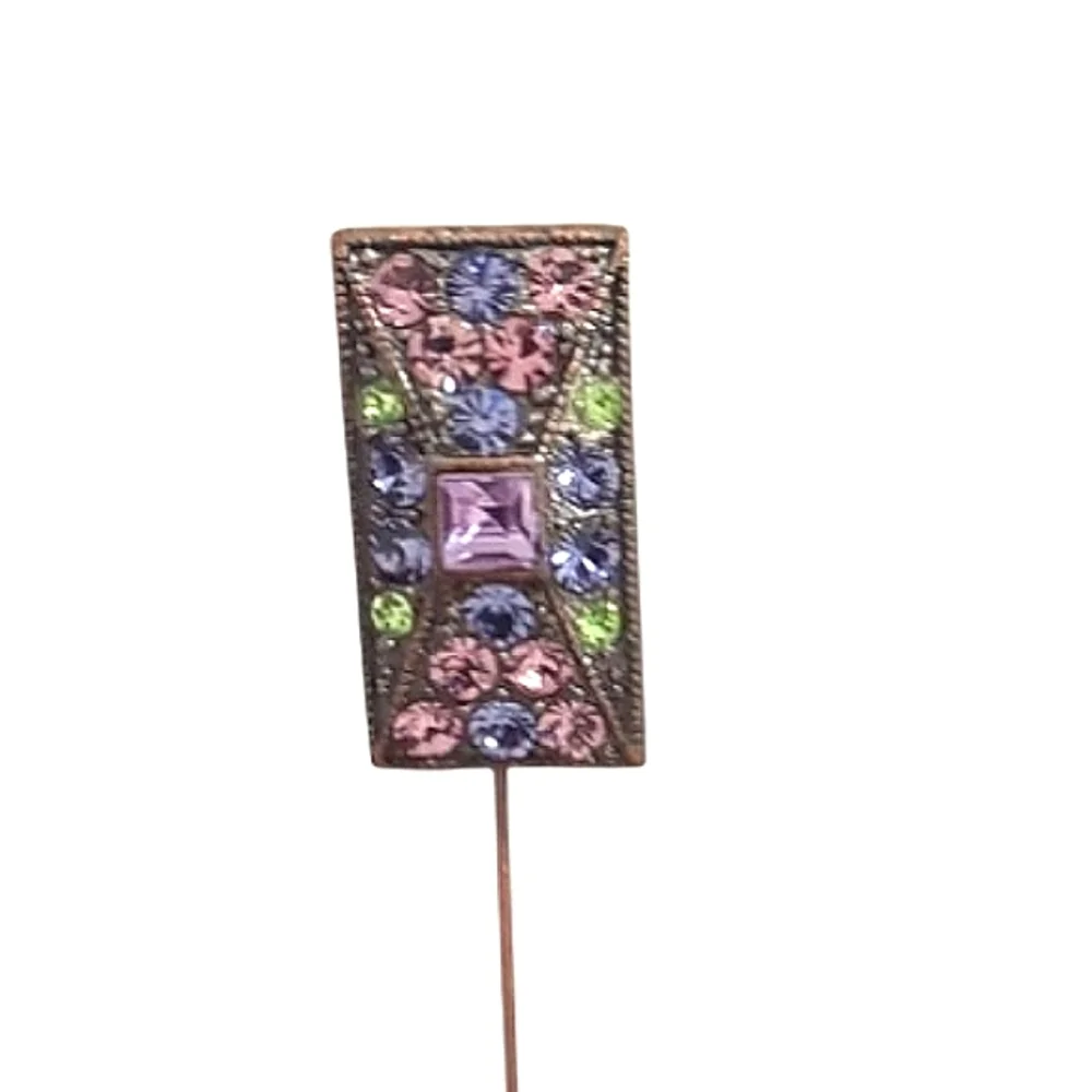 Rhinestone Stick Pin Vintage Multicolor Lapel Pin